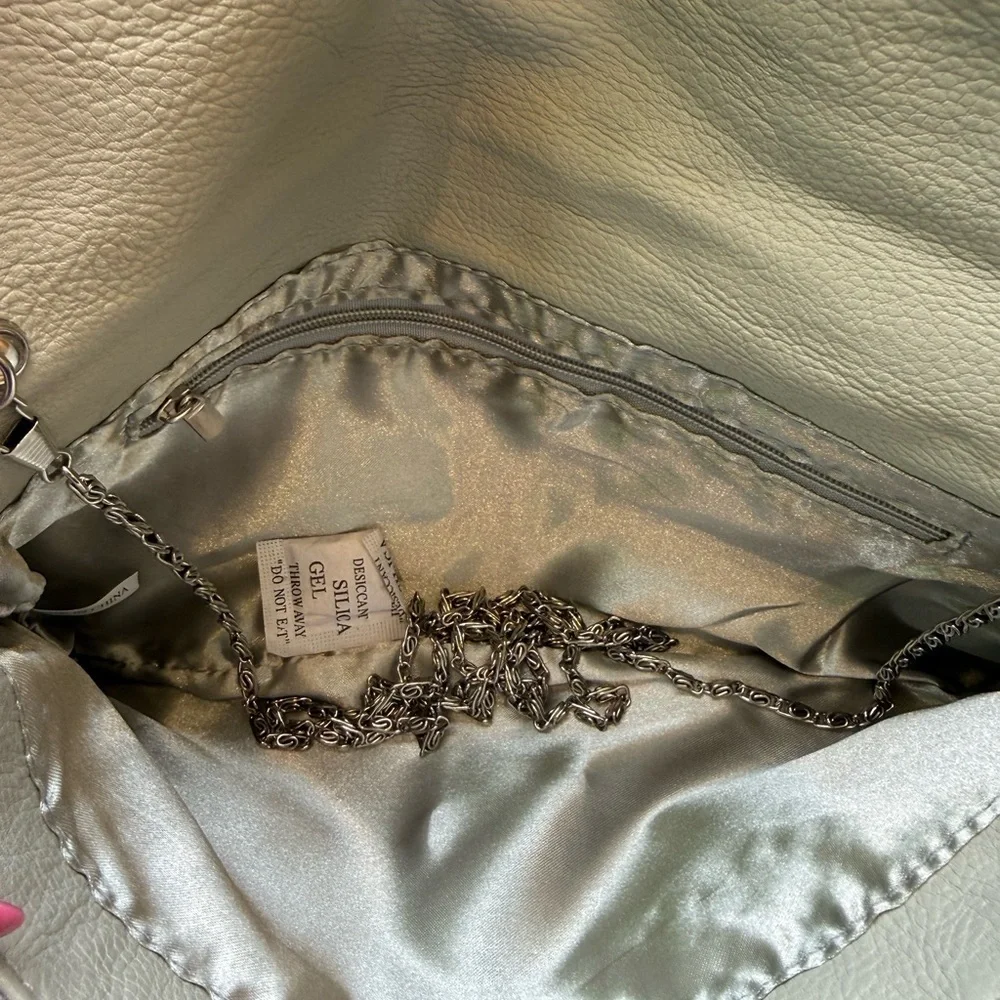 Light Gray Lace Clutch with Chain Strap Evening Formal Bag